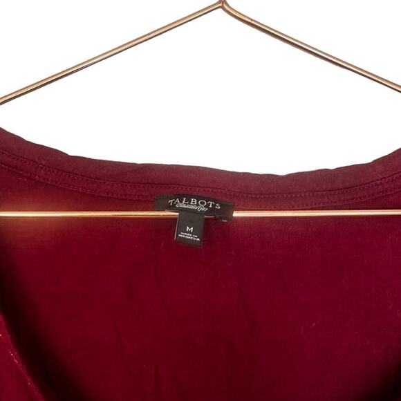 Talbots maroon scoop neck blouse with embellished neck line size medium - Picture 2 of 7